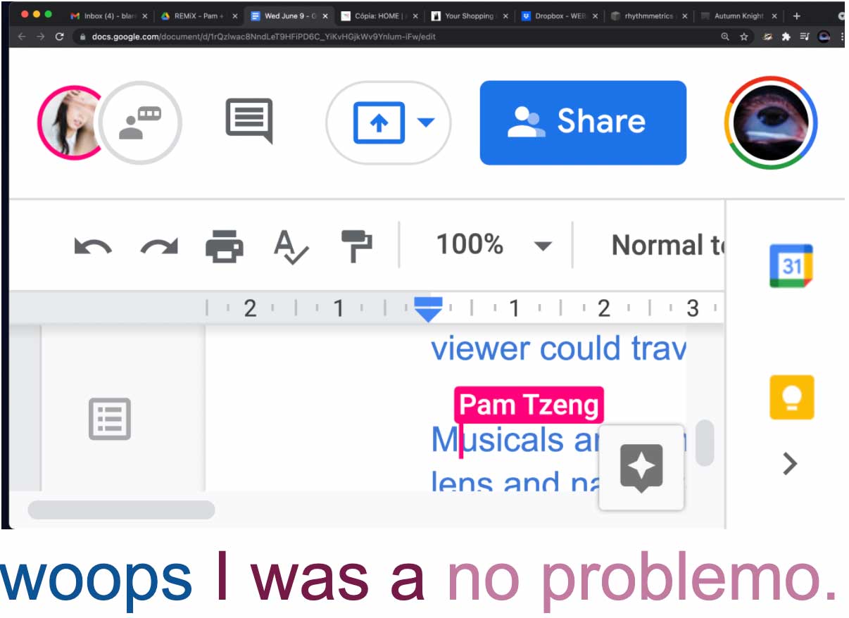 screenshot from online exchange w/ Pam Tzeng